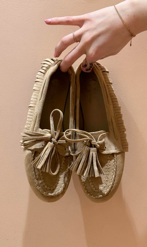 Loafers fringe beige