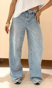 Anouk Jeans met omgeslagen taille light blue