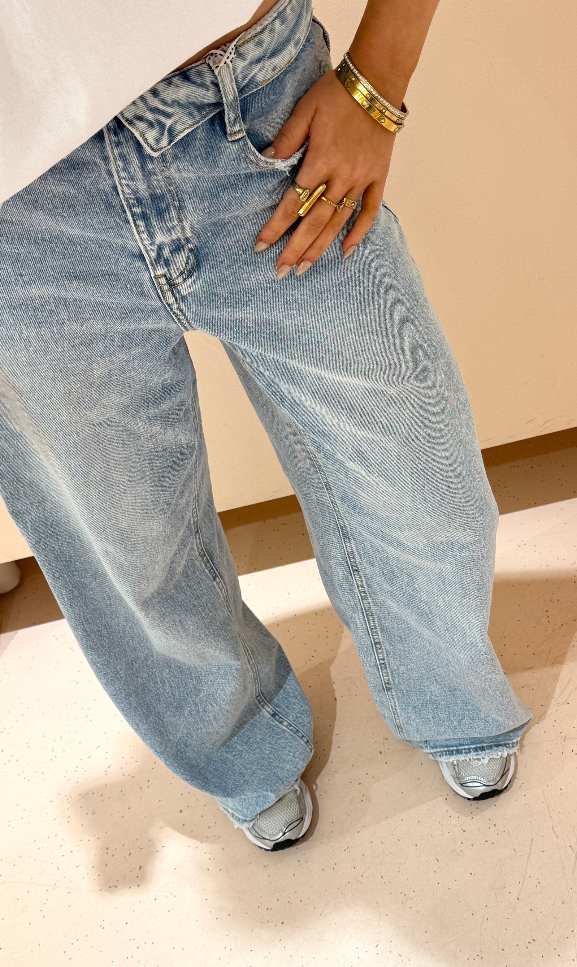 Anouk Jeans met omgeslagen taille light blue