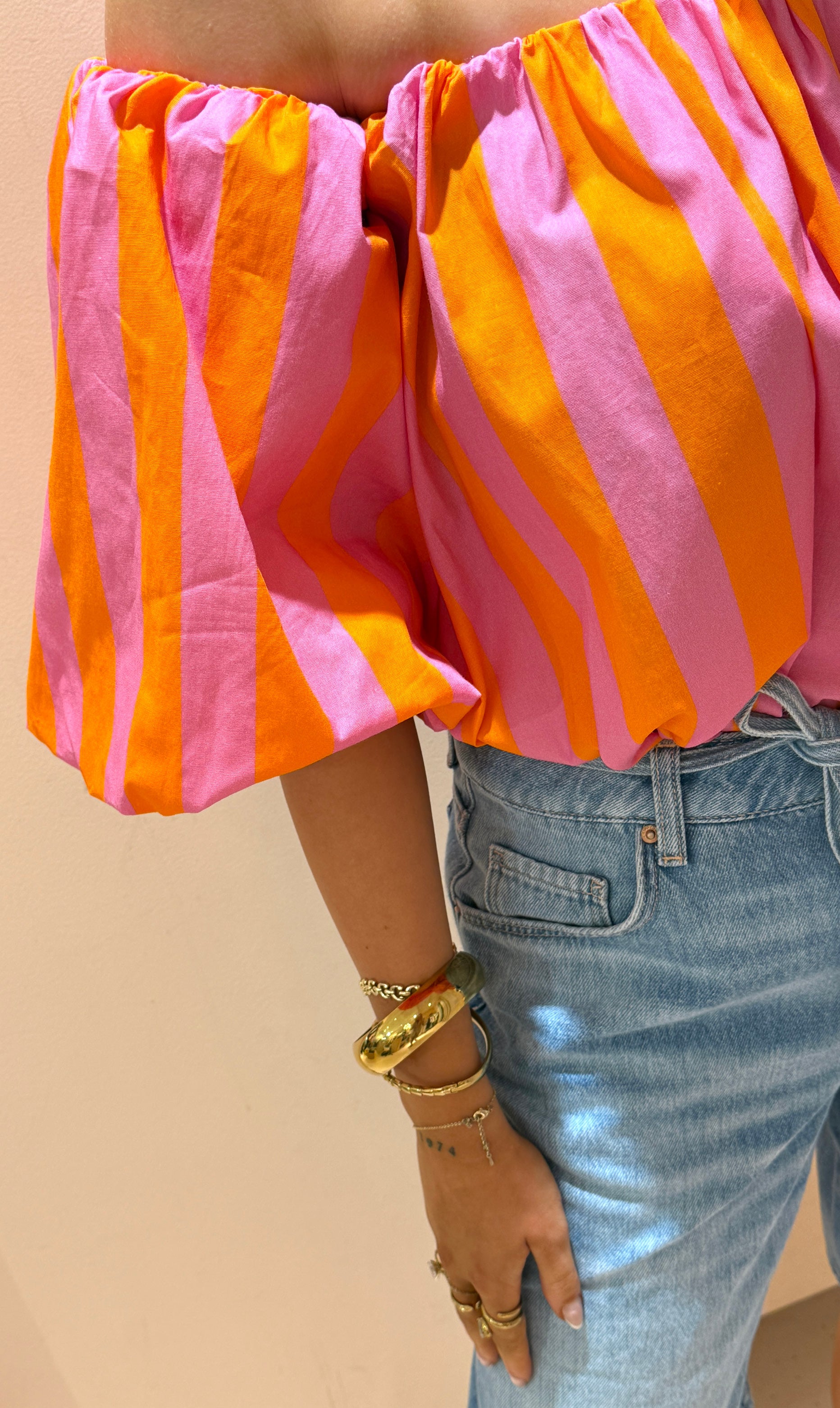 Anouk top streep oranje