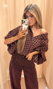 Blouse Valerie ruit bordeaux