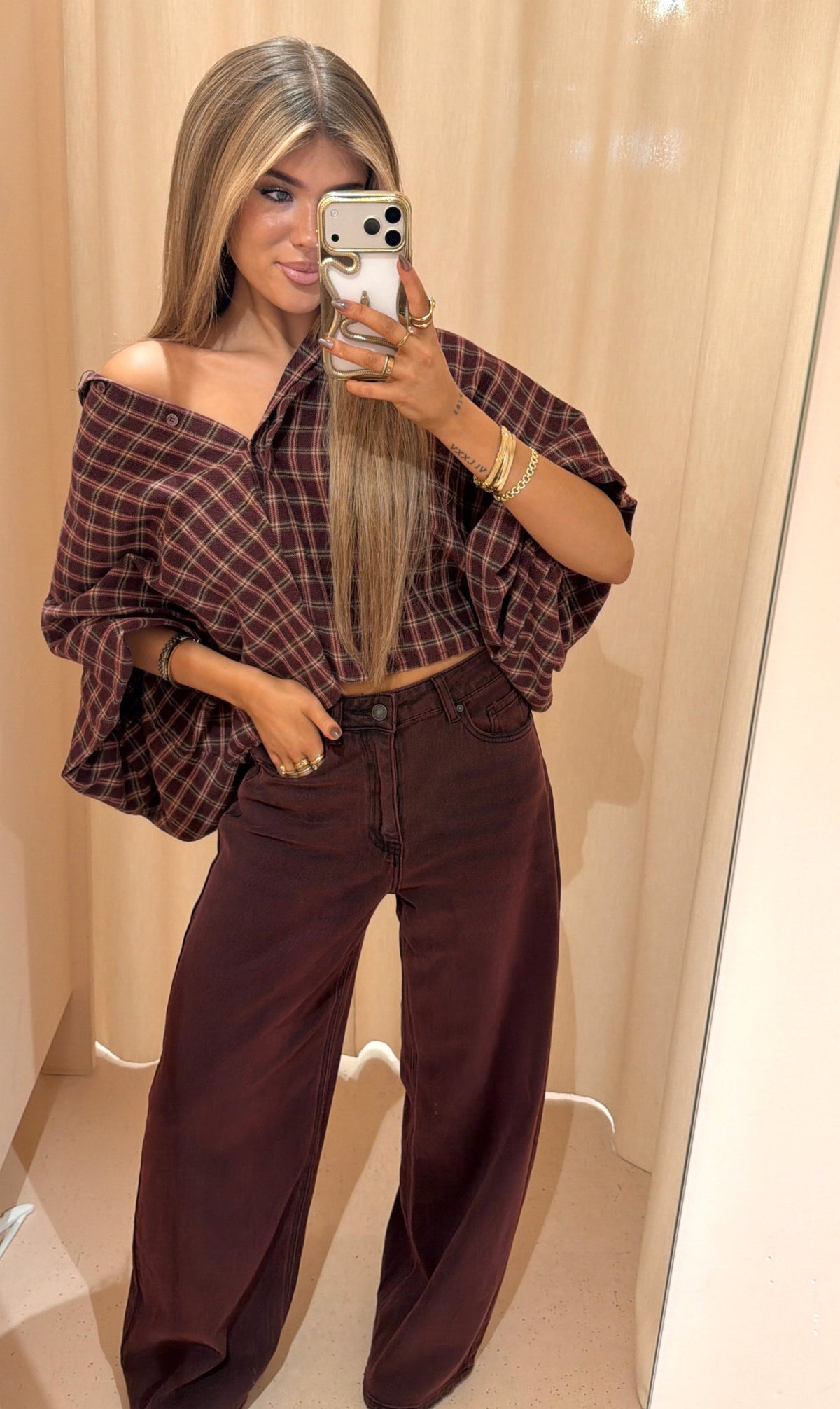 Blouse Valerie ruit bordeaux