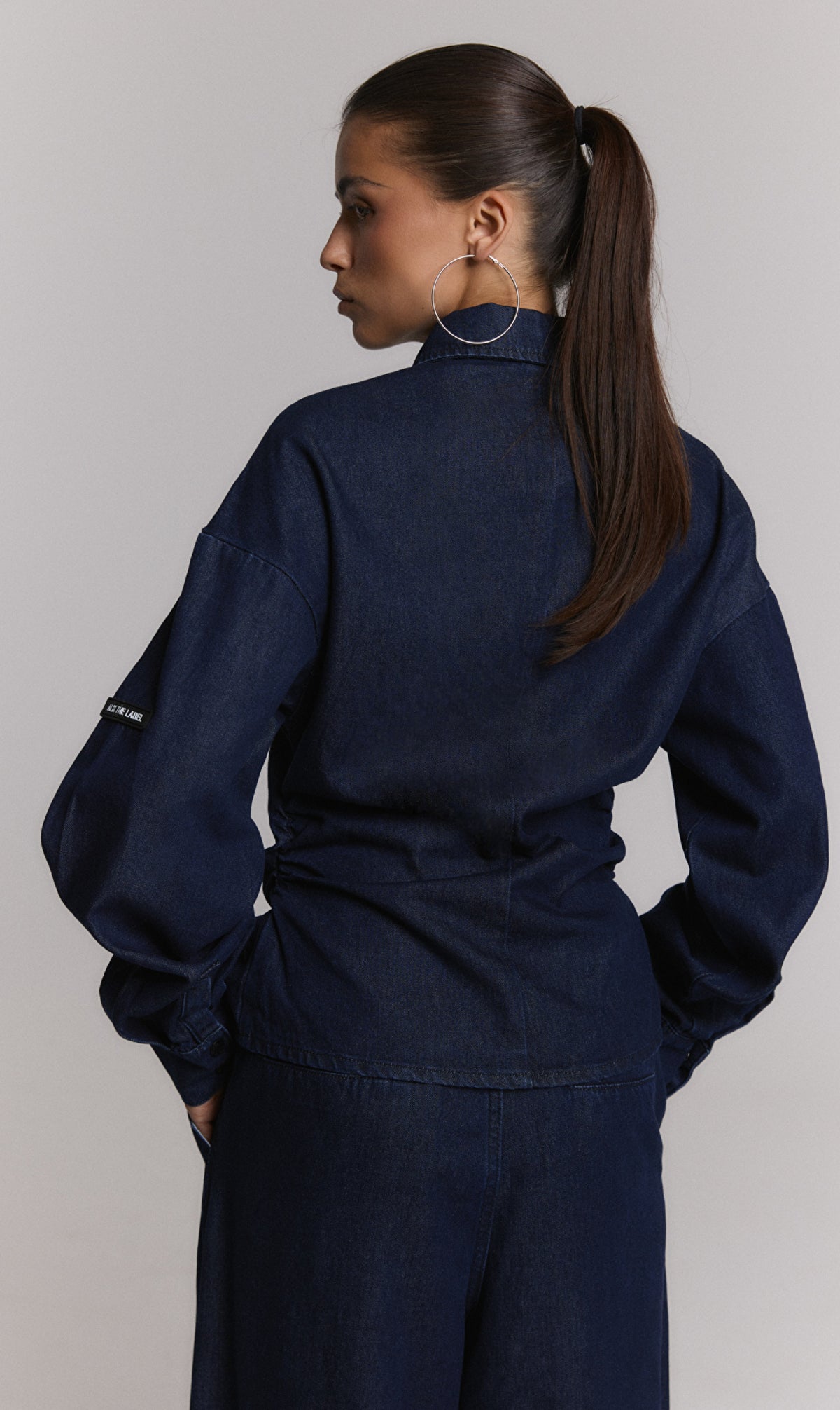 Alix the Label fitted waist denim blouse