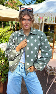 Sari jacket dot groen/off white