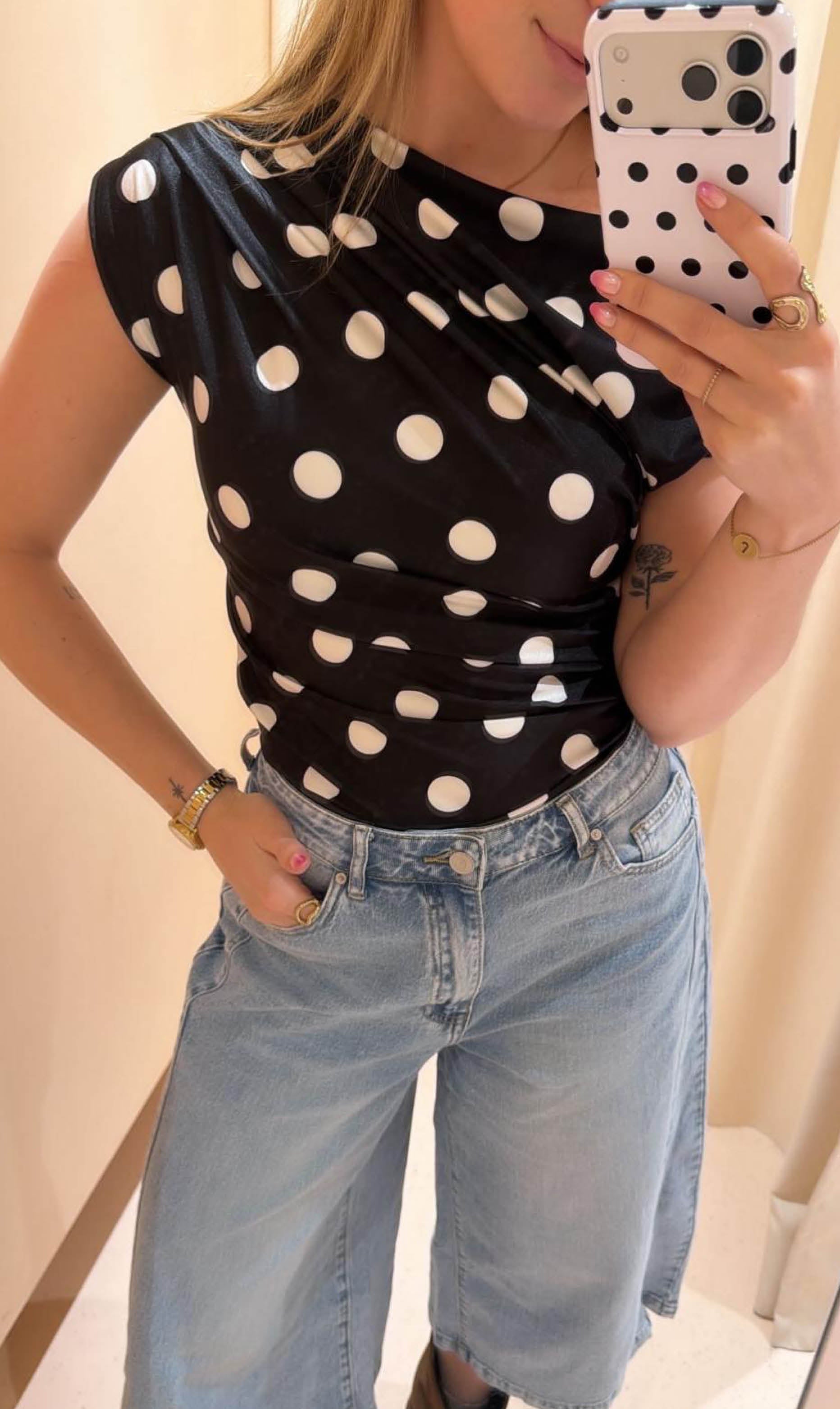 Dot top zwart
