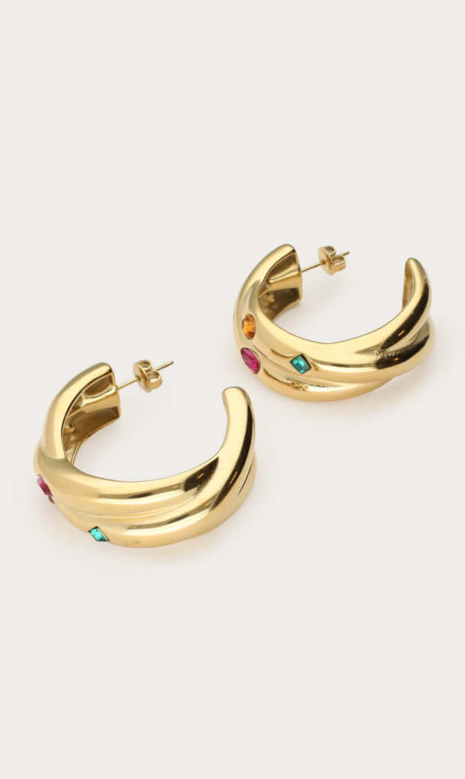 My Jewellery Midnight dubbele oorringen met gekleurde strass