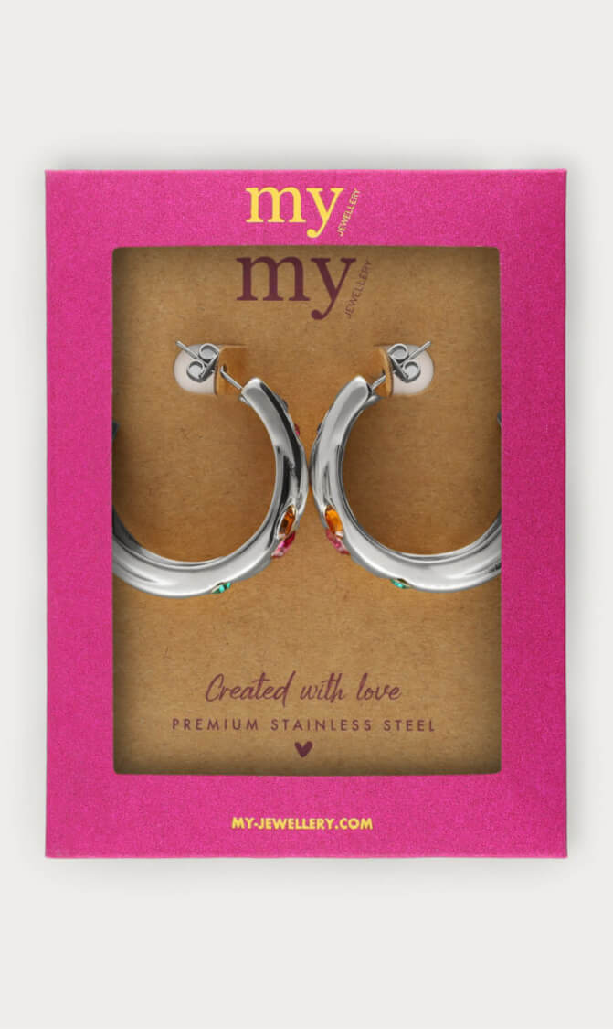 My Jewellery Midnight dubbele oorringen met gekleurde strass