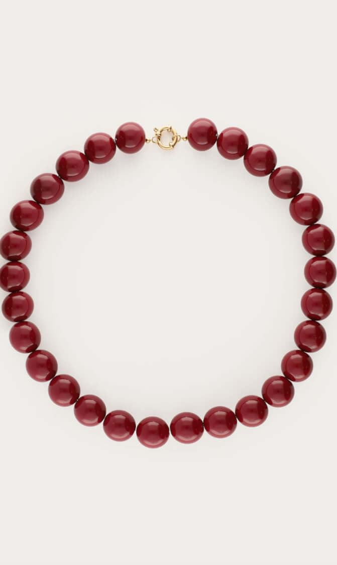 My Jewellery Burgundy statement ketting met ronde kralen