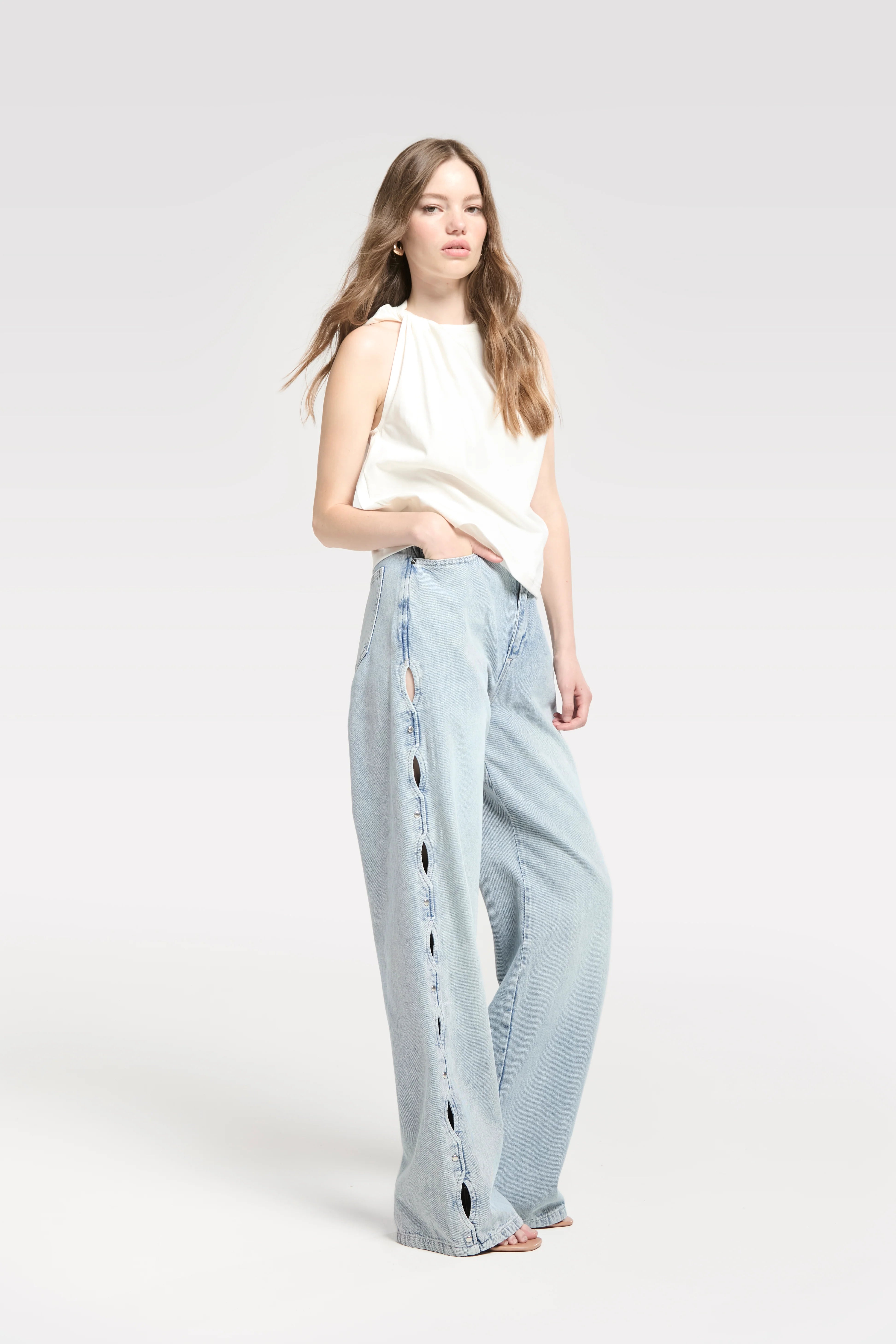 Homage Straight jeans with open side detail