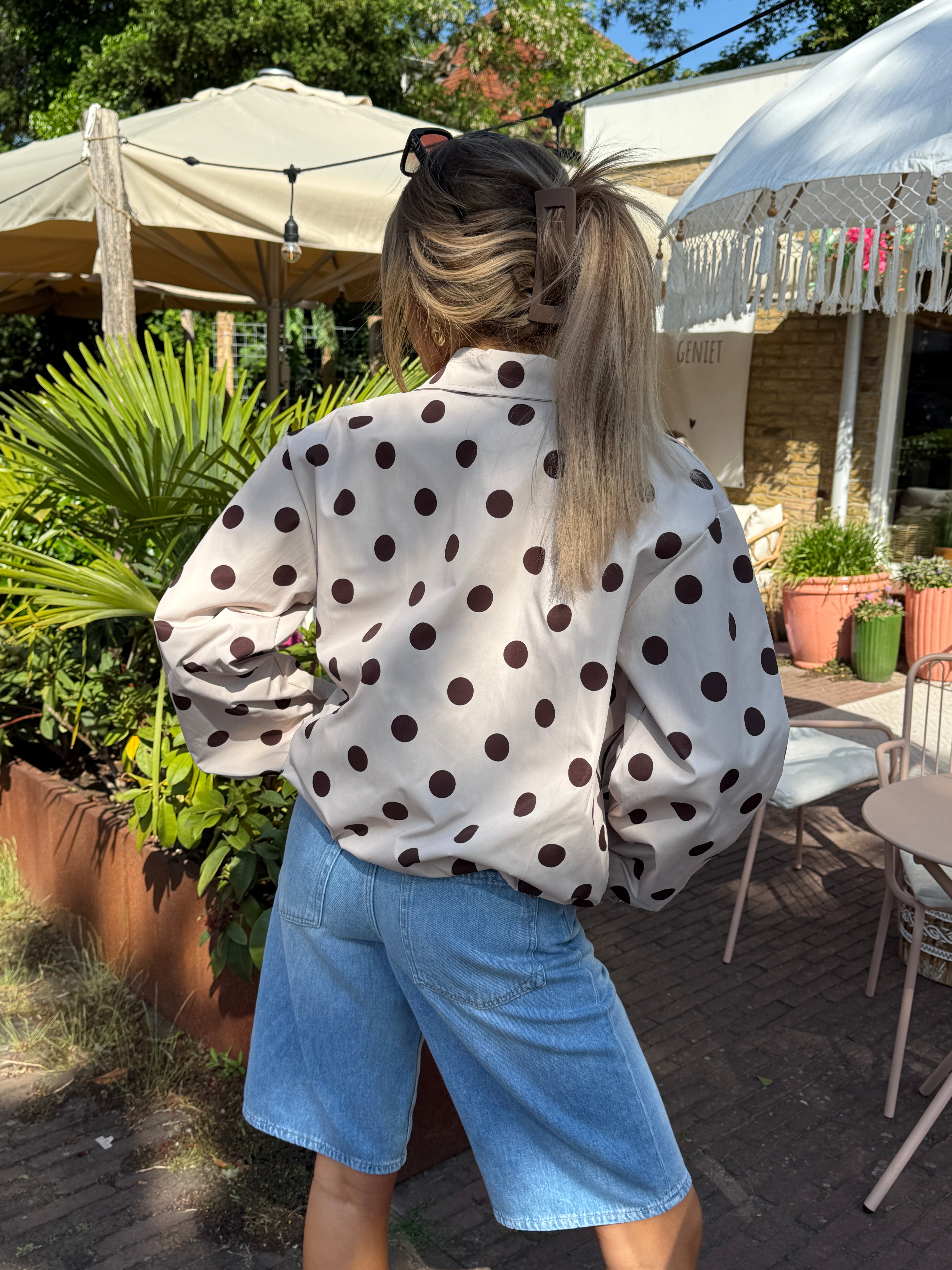 Sari jacket dot off white/bruin