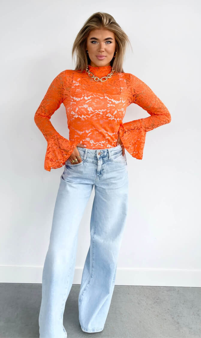 Koningsdag oranje kanten top