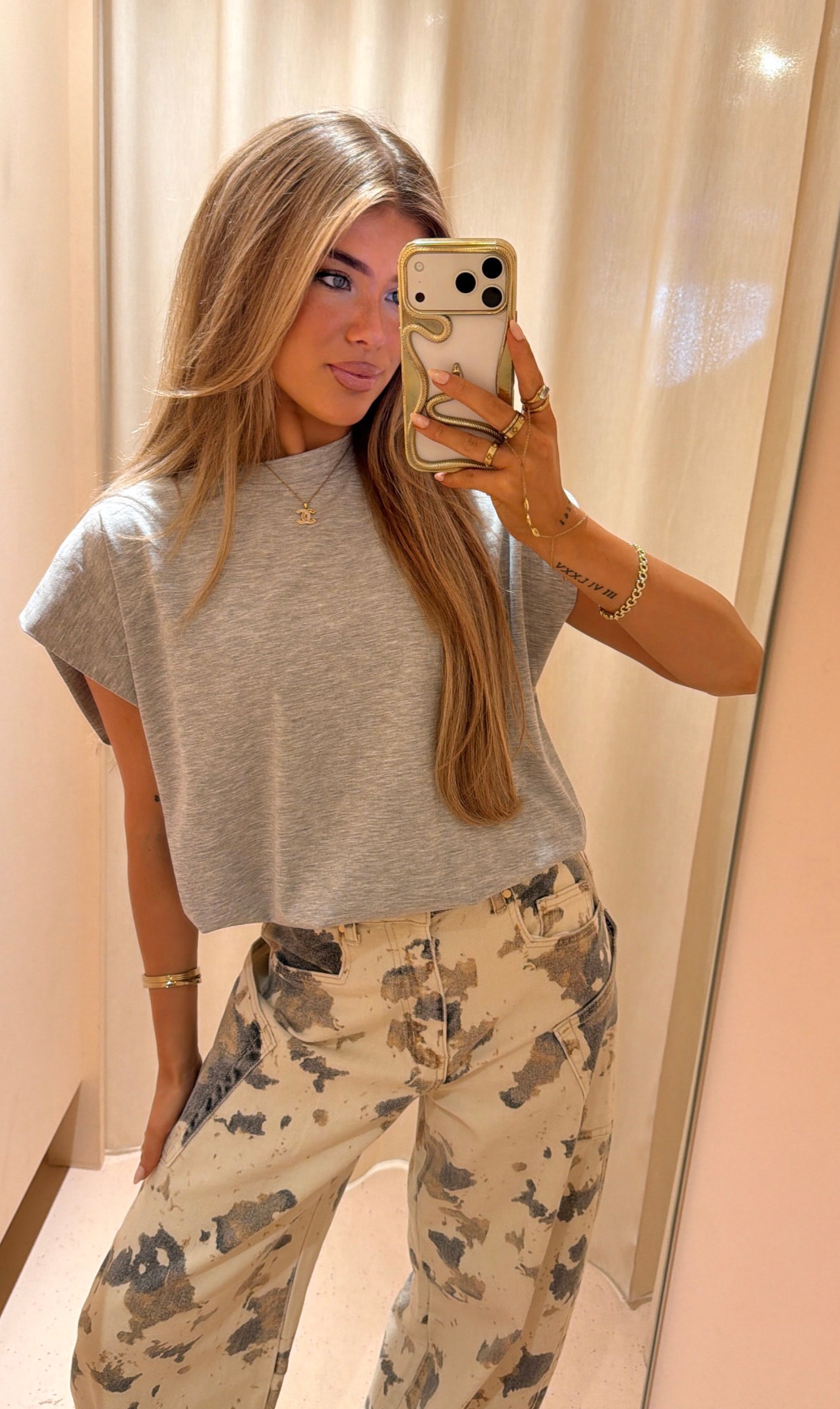 Top babette grijs