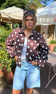 Sari jacket dot bruin/wit