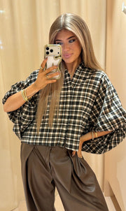 Valerie blouse ruit zwart/ groen