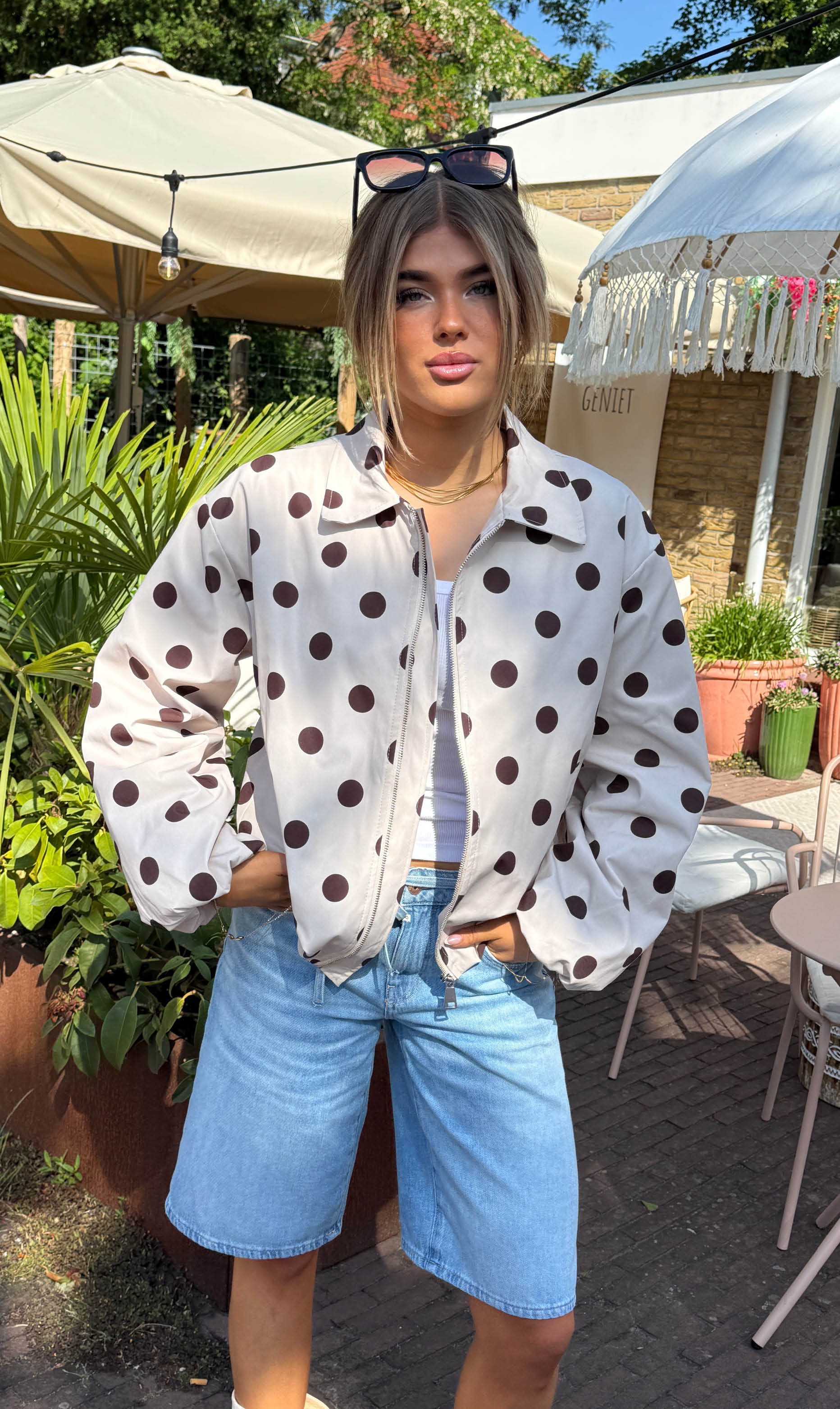 Sari jacket dot beige/bruin