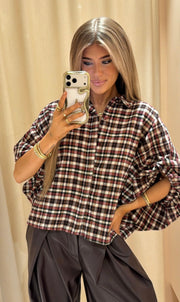 Valerie blouse ruit zwart/ bordeaux