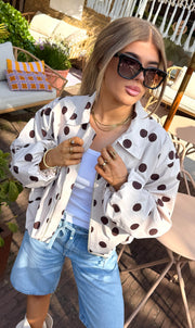 Sari jacket dot beige/bruin