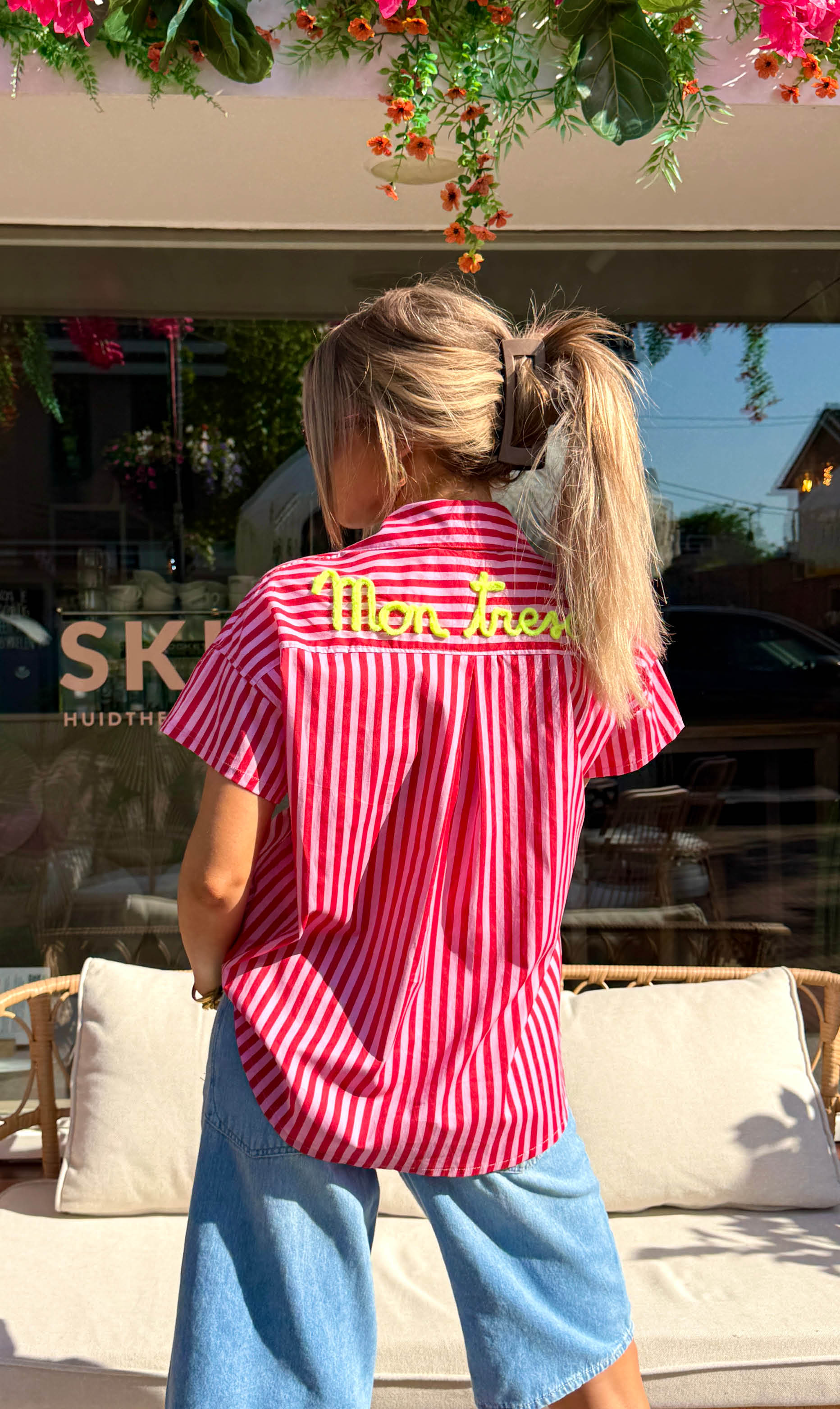 Blouse summer streep rood