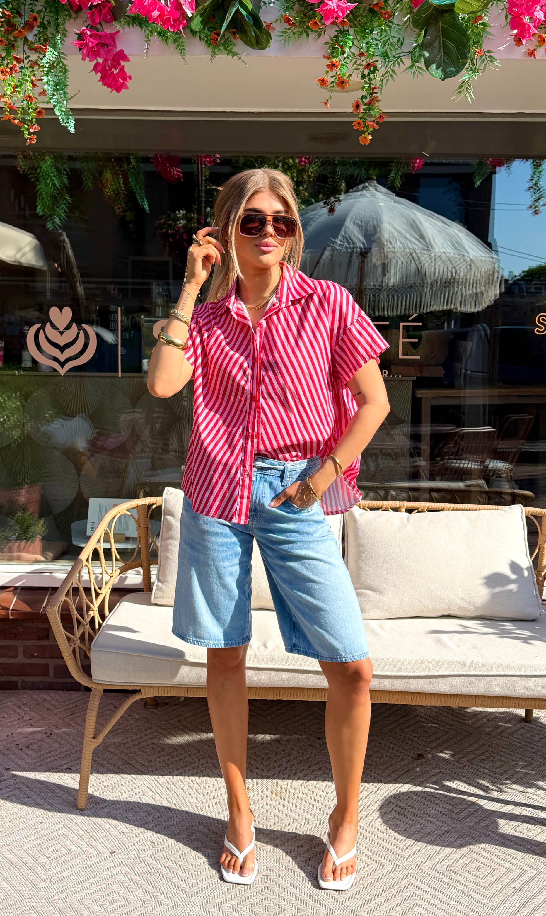 Blouse summer streep rood