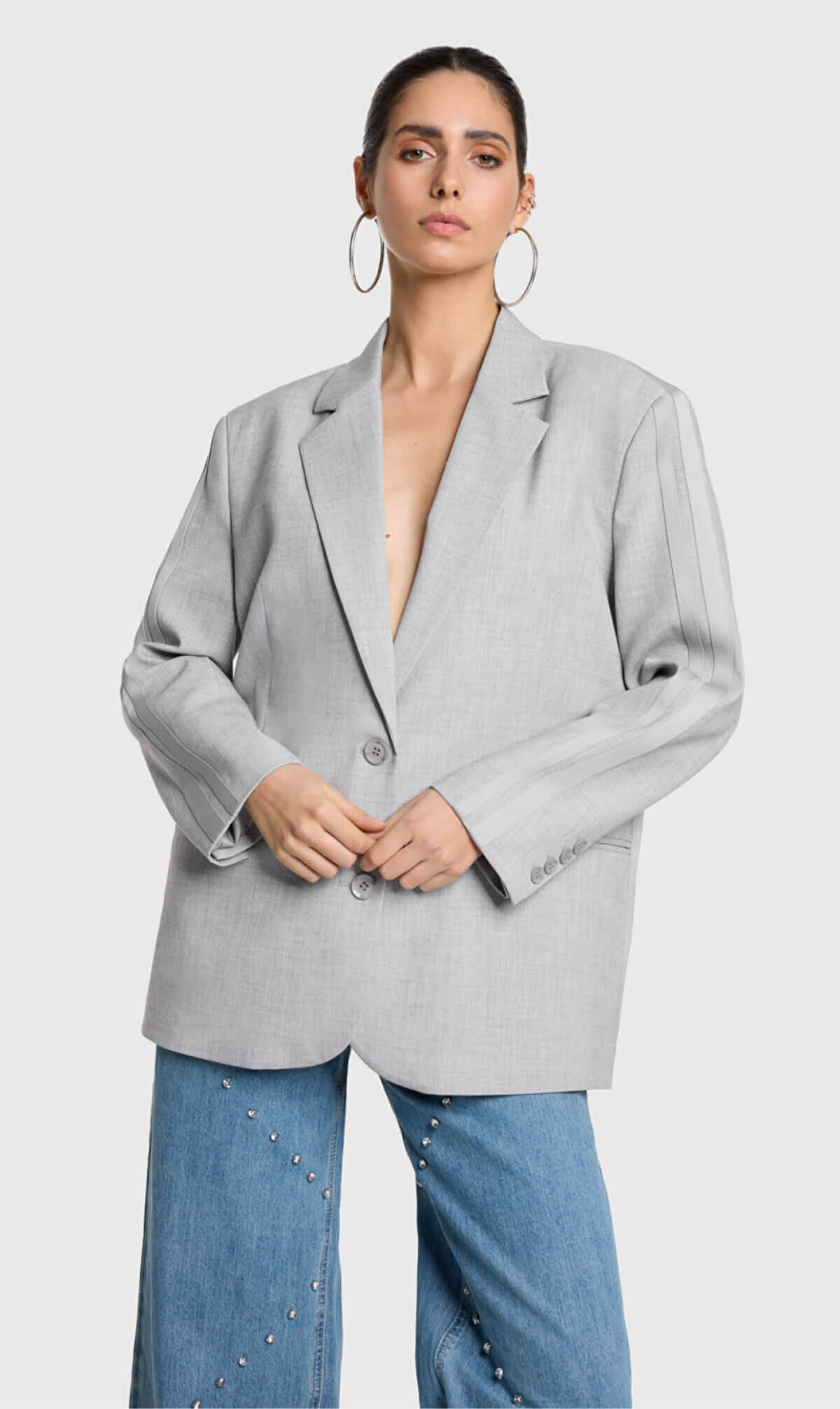 Alix the Label flowy blazer light grey melange
