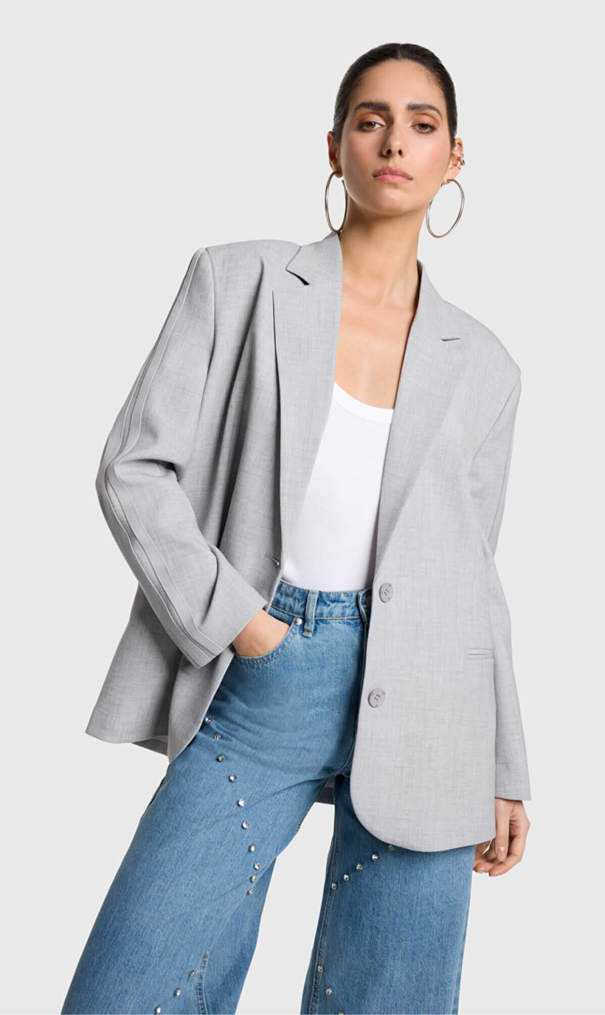 Alix the Label flowy blazer light grey melange