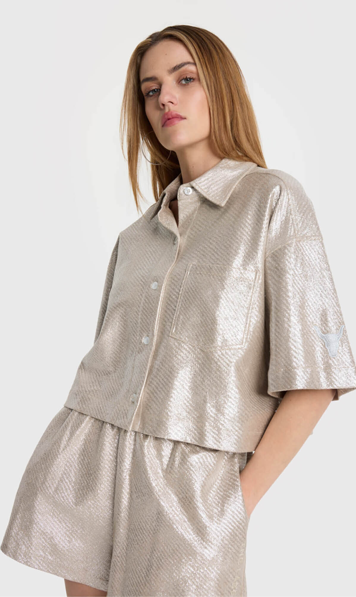 Alix the Label foil cropped blouse