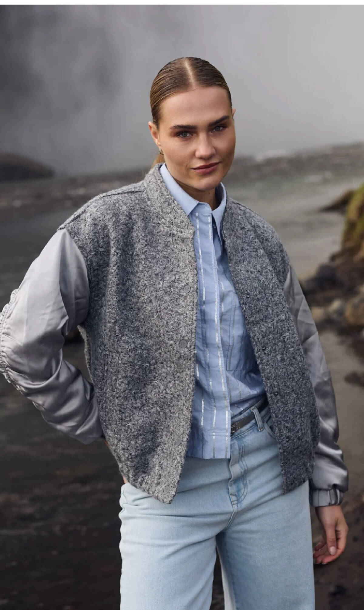 Nukus Baltimore Jacket Satin light grey