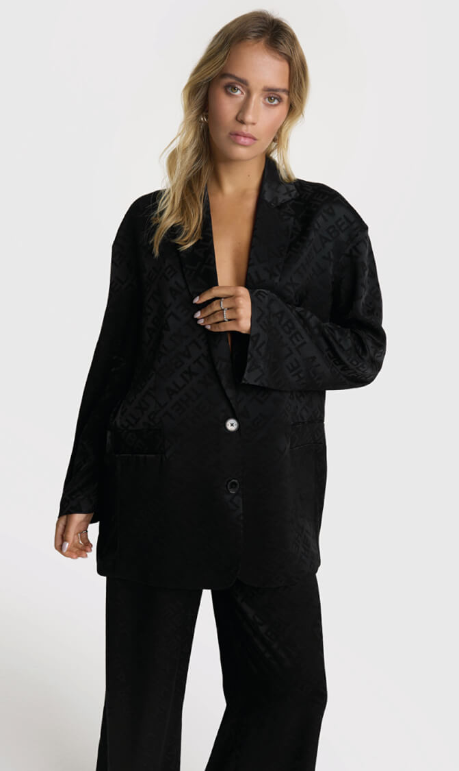 Alix the label jacquard blazer zwart