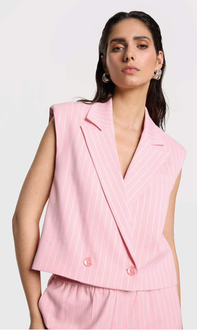 Alix pinstripe waistcoat blush pink