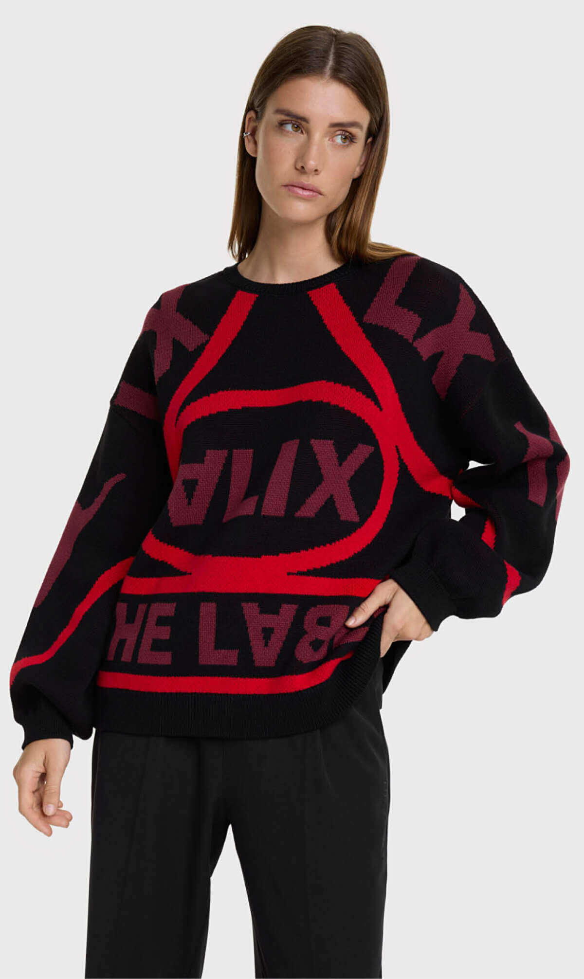 Alix the Label racer jacquard pullover