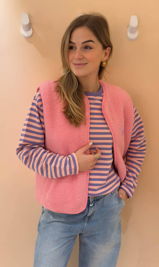 Teddy gillet roze